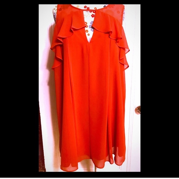 BCBGeneration Orange Ruffle Tent Dress - Picture 2 of 6